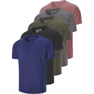 Men's 5 Pack Dry Fit T Shirts 4 Athletic Running Gym Workout Short Sleeve